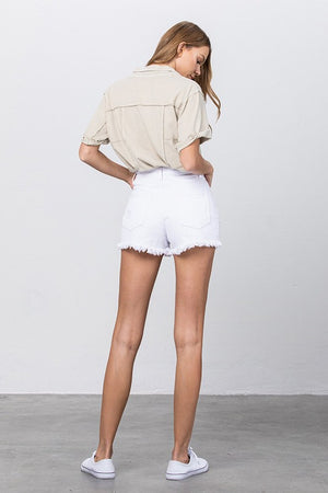 High Rise White Denim Shorts - Online Exclusive