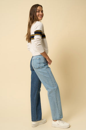 High Waist Crossover Straight Jeans-online exclusive