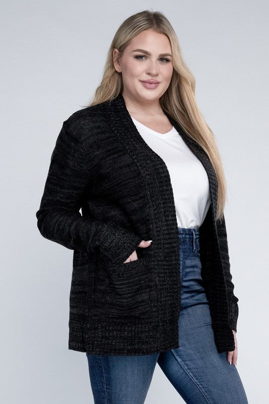 Plus Size Solid Open Front Cardigan - Online Exclusive