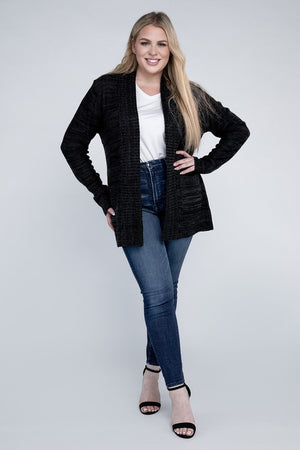 Plus Size Solid Open Front Cardigan - Online Exclusive