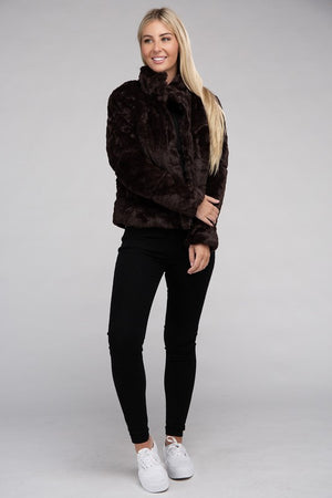 Fluffy Zip-Up Sweater Jacket - online exclusive