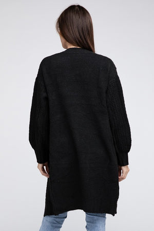 Twist Knitted Open Front Cardigan With Pockets - online exclusive