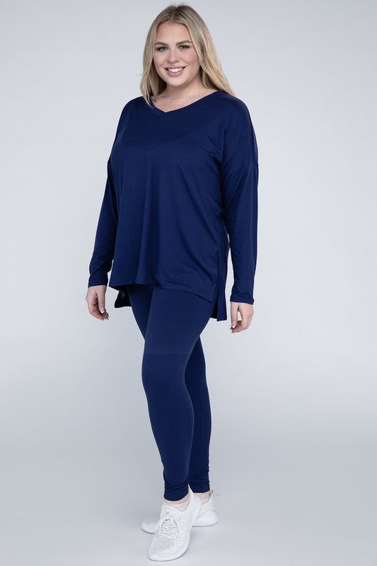 Plus Size Brushed DTY Microfiber Loungewear Set - online exclusive