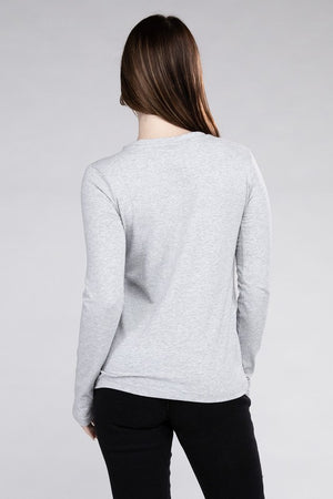 Cotton Crew Neck Long Sleeve T-Shirt - online exclusive