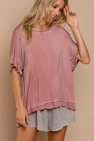 Peek-a-boo Ruffle Overlay Knit Top