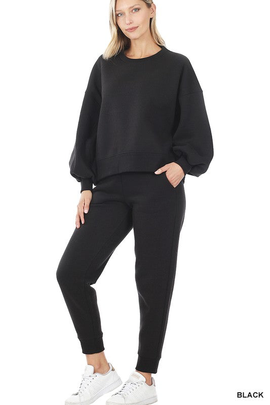 Balloon Sleeve Sweatshirt & Sweatpants Set - online exclusive