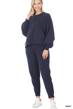 Balloon Sleeve Sweatshirt & Sweatpants Set - online exclusive