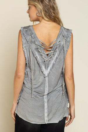 Criss-cross Lace-up Open Back Tank Top - online exclusive