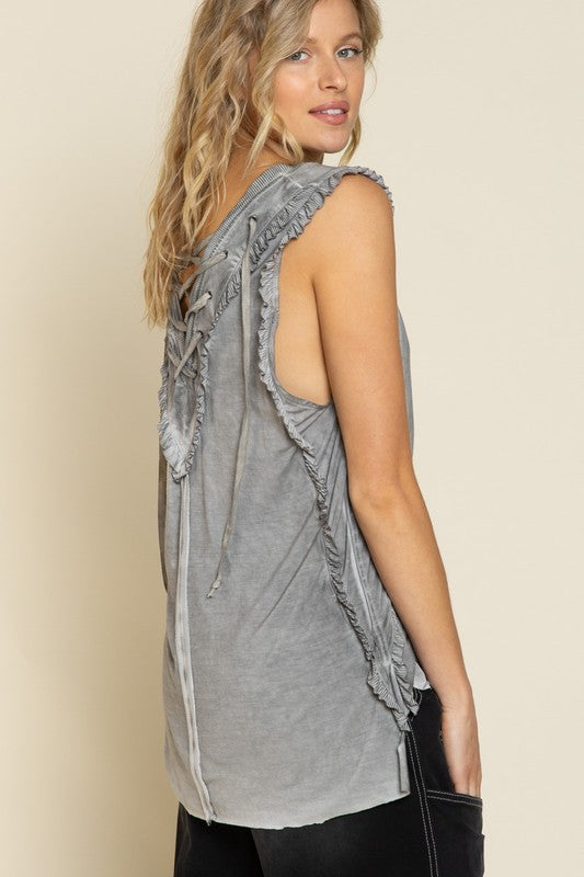 Criss-cross Lace-up Open Back Tank Top - online exclusive