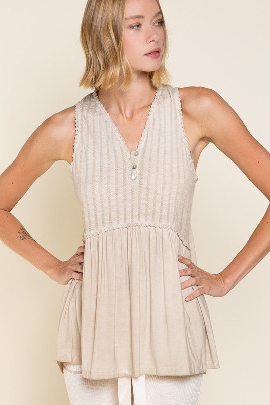 Simple But Unique Babydoll Knit Tank Top