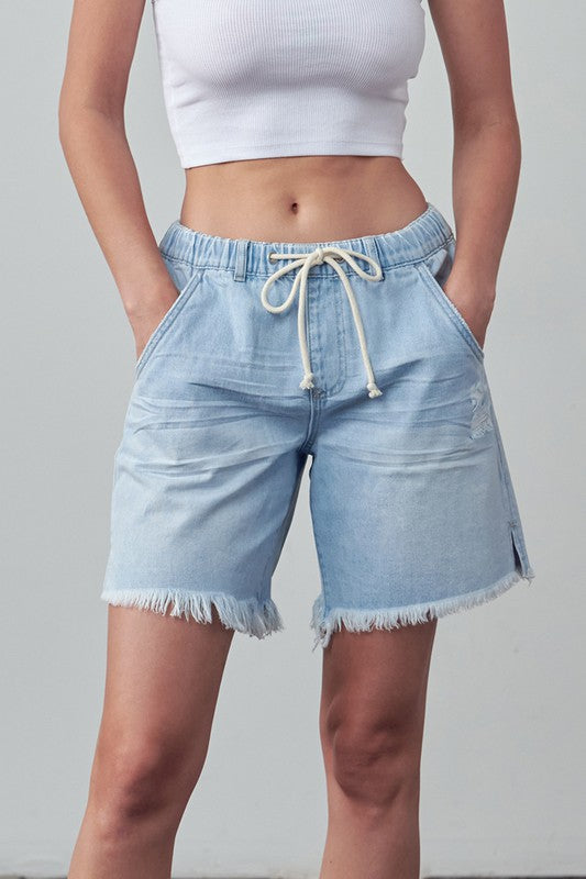 High Rise Drawstring Shorts -online exclusive