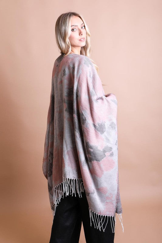 Marble Ruana Wrap w/Tassel