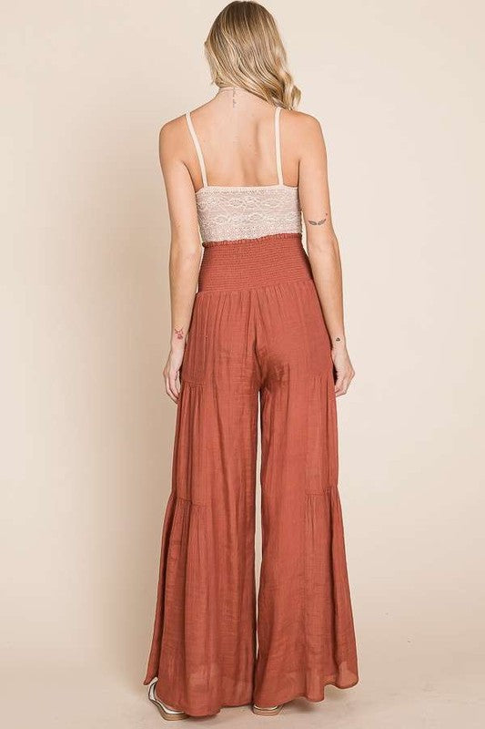 Tie front ruched waist back pants - Plus Size - Online exclusive