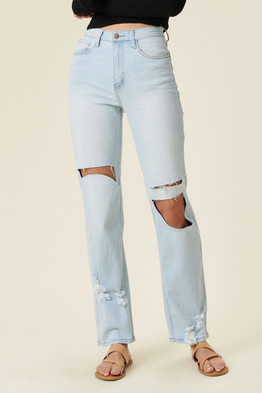 Distressed Wide Leg Jeans - online exclusive