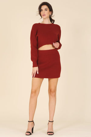 Ribbed knit crop top and skirt set - online exclusive