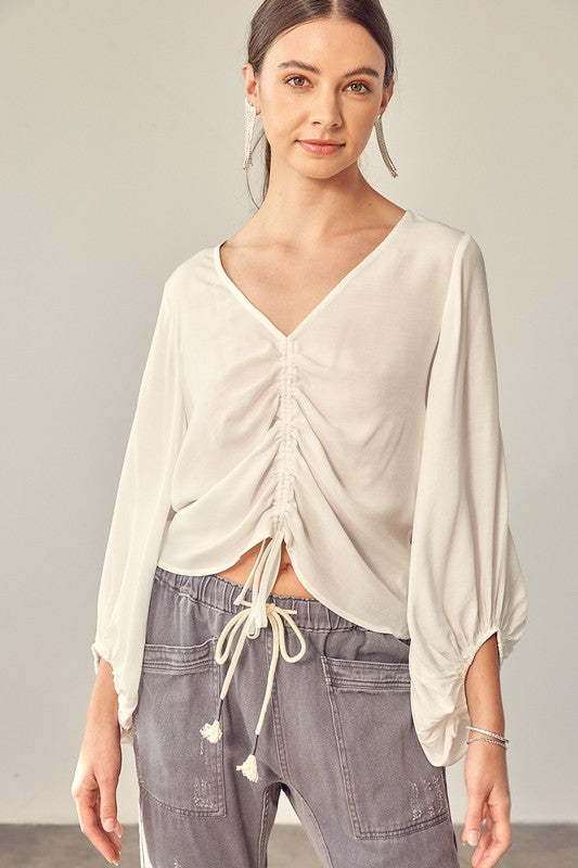 Front Tie Shirring Top -  Online Exclusive