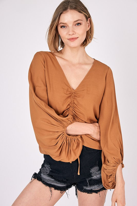 Front Tie Shirring Top -  Online Exclusive