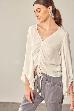 Front Tie Shirring Top -  Online Exclusive