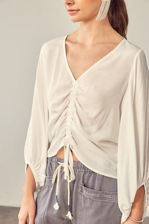 Front Tie Shirring Top -  Online Exclusive