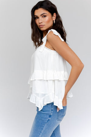 Sleeveless Asymmetrical Hem Line Tiered Top -  Online Exclusive