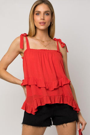 Sleeveless Asymmetrical Hem Line Tiered Top -  Online Exclusive