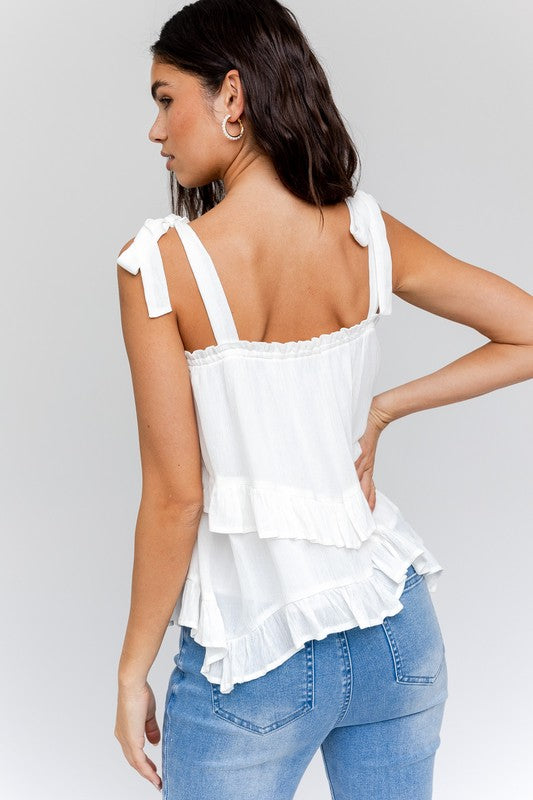 Sleeveless Asymmetrical Hem Line Tiered Top -  Online Exclusive