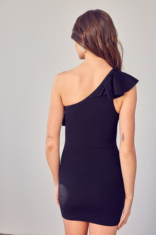 One Shoulder Ruffle Dress -  Online Exclusive