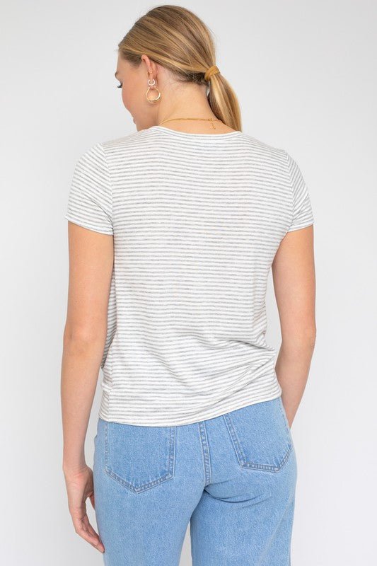 Short Sleeve V-Neck Twist Front Top - Online Exclusive