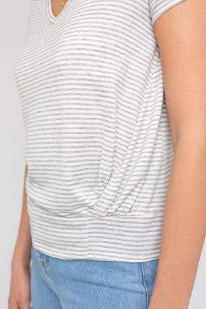 Short Sleeve V-Neck Twist Front Top - Online Exclusive