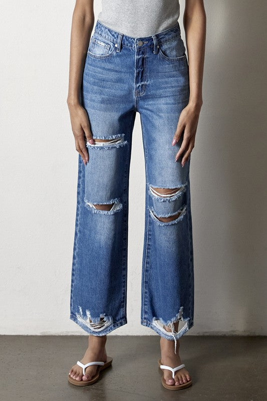 Destroyed Straight Jeans -online exclusive