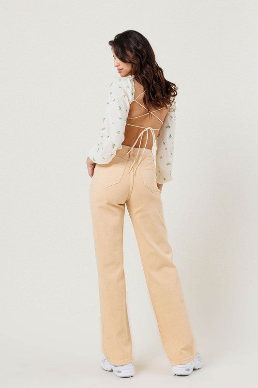 High Waisted Wide Cut Straight Leg Jeans - Online Exclusive