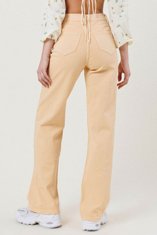 High Waisted Wide Cut Straight Leg Jeans - Online Exclusive