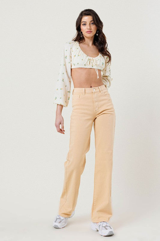 High Waisted Wide Cut Straight Leg Jeans - Online Exclusive