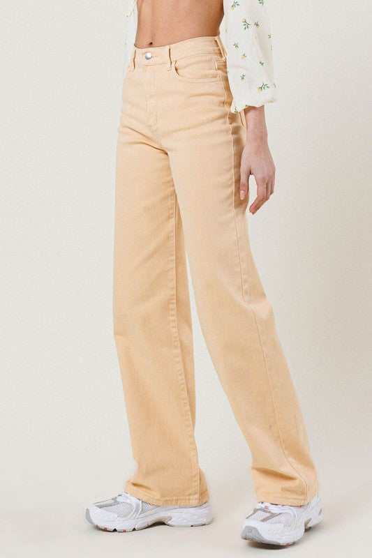 High Waisted Wide Cut Straight Leg Jeans - Online Exclusive