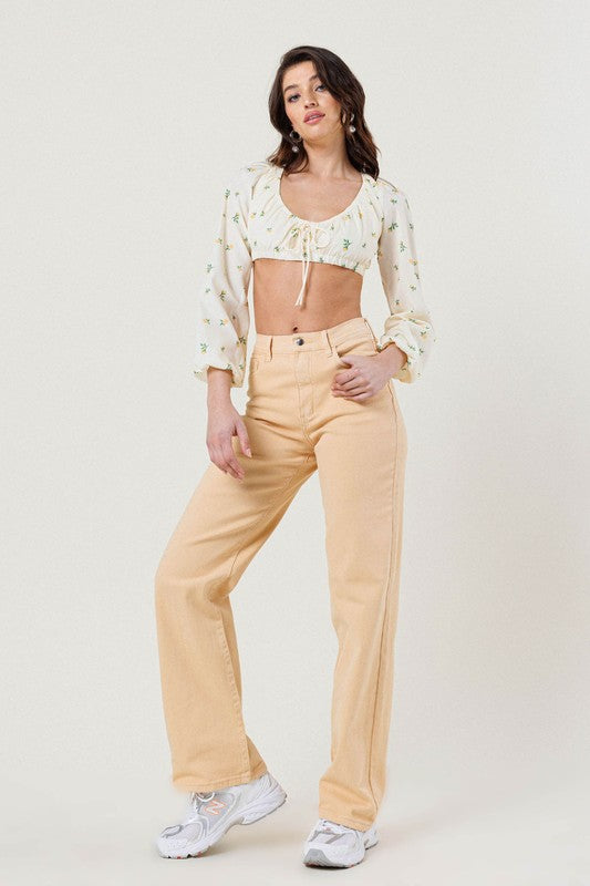 High Waisted Wide Cut Straight Leg Jeans - Online Exclusive