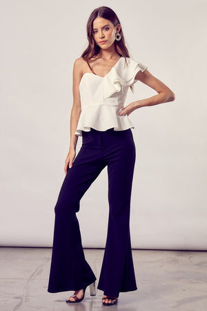 One Shoulder Ruffle Peplum Top -  Online Exclusive