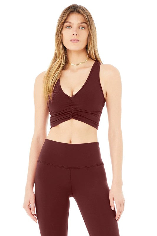 Deep V Drawstring Sports Bra Buttery Soft Fabric - Online exclusive