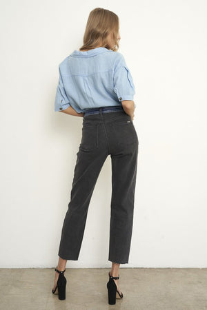 High Waist Black Denim Combo Jeans