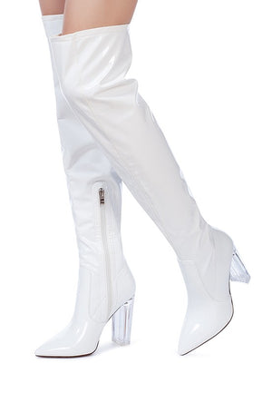 NOIRE THIGH HIGH LONG BOOTS IN PATENT PU - online exclusive