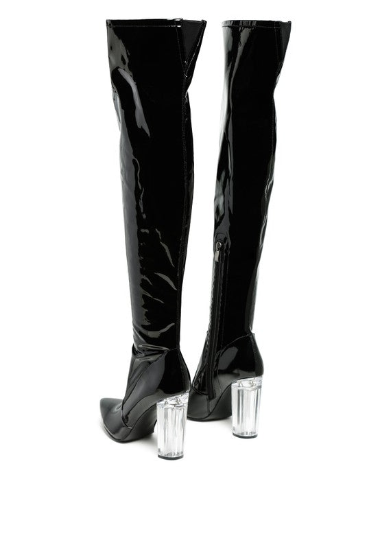 NOIRE THIGH HIGH LONG BOOTS IN PATENT PU - online exclusive