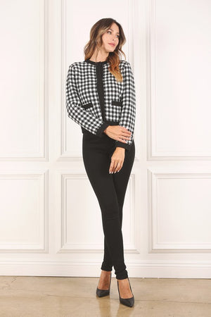 Black check knitted jacket - online exclusive