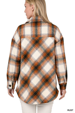 Yarn Dyed Plaid Shacket With Pockets - online exclusive