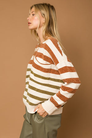 Striped Velvety Boxy Sweater