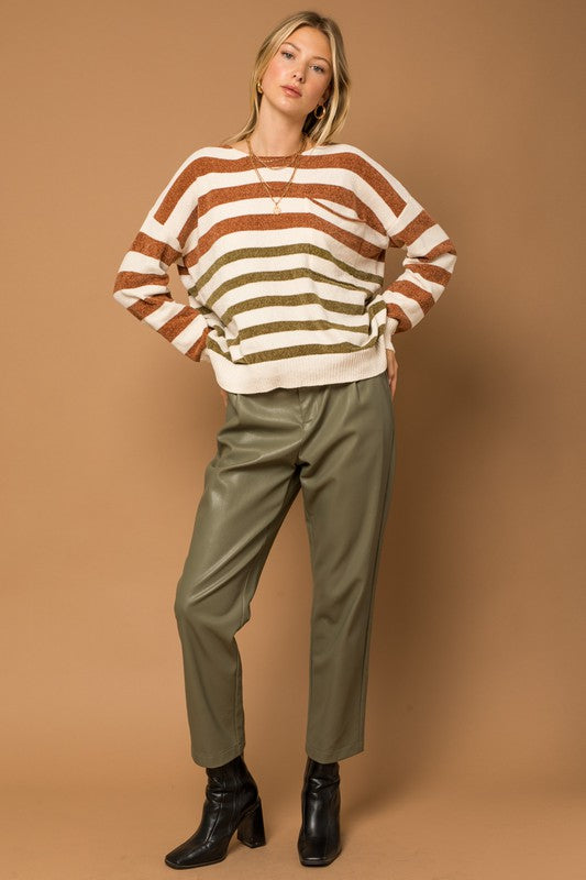 Striped Velvety Boxy Sweater