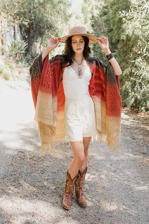 Western Style Colorblend Tassel Trim Serape