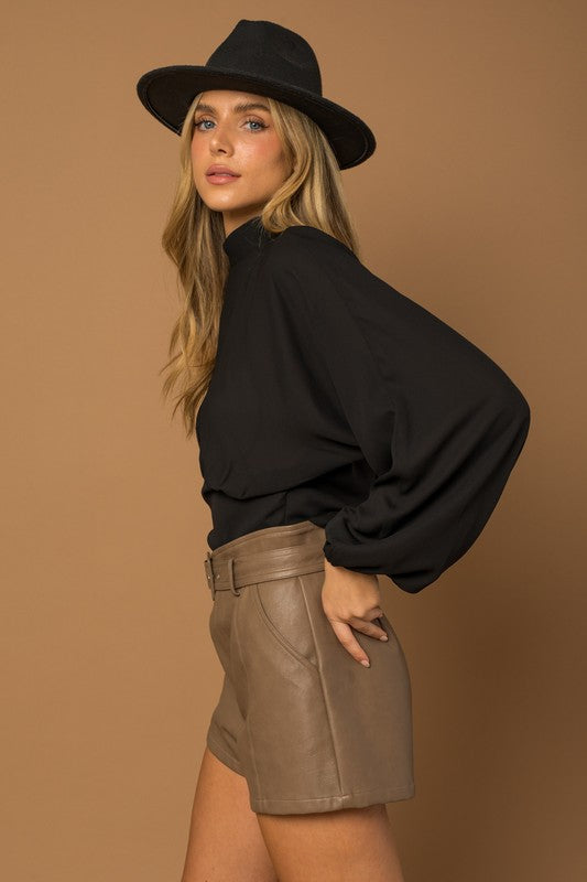 Mock Neck Bottom Fitted Top