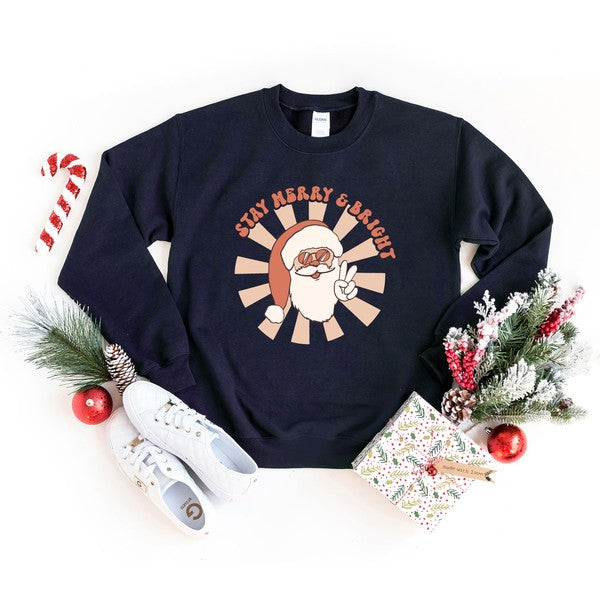 Stay Merry And Bright Santa Graphic Sweatshirt
