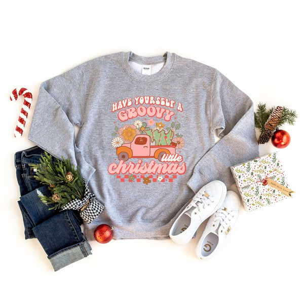 Groovy Little Christmas Truck Graphic Sweatshirt