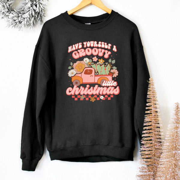 Groovy Little Christmas Truck Graphic Sweatshirt
