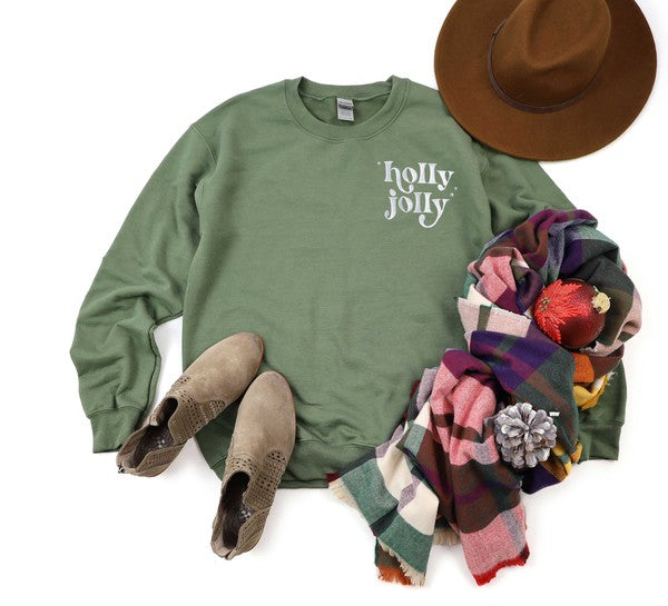 Embroidered Holly Jolly Stars Graphic Sweatshirt - Unisex